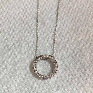 Sterling Silver Crystal Circle Pendant Necklace - Silver